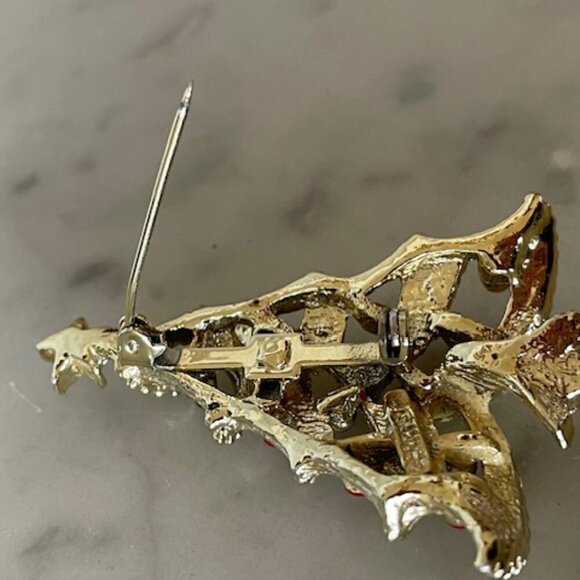 GERRY'S Vintage Gold Tone Rhinestone Christmas Tree Brooch Pin - Picture 10 of 13